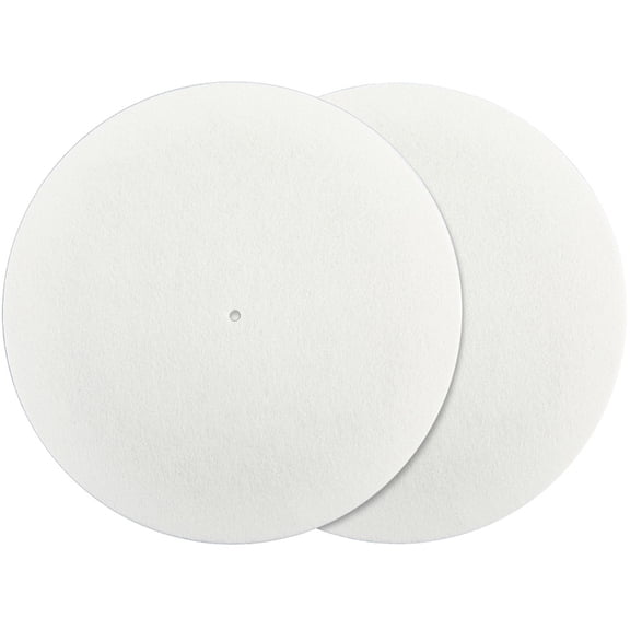 2Pcs White Felt Turntable Mat Record Pad Player Mat 11.6 Inch Anti Slip Anti Static Flat Round Protective Wool Vinyl Turntable Platter Slipmat Mats for Reduce Noise Cleaner Acoustic Sound DIY