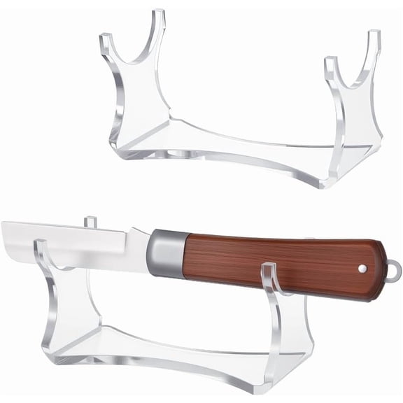 2Pcs White Frosted Lightsaber Stand Holder Acrylic Wand Display Stand One-piece Samurai Stand Small Decorative Tabletop Knife Collection Display for Collection Exhibit Desk Decor