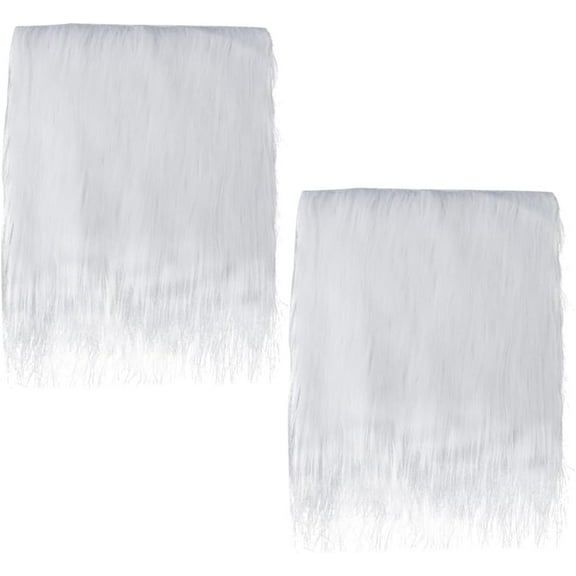 2Pcs White Fur Fabric Square 25cm Chair Cover Seat Cushion Pad Artificial Shaggy Fluffy Pre Cut Decoration Sewing Patches for Cosplay Hobby Christmas DIY Craft Accessories