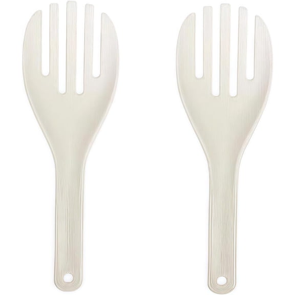 2Pcs White Jumbo Large Plastic Rice Paddle Spatula Scoop Fork-Like, Serving Spoons, Rice and Potato Servers10.63" (27 cm) Long