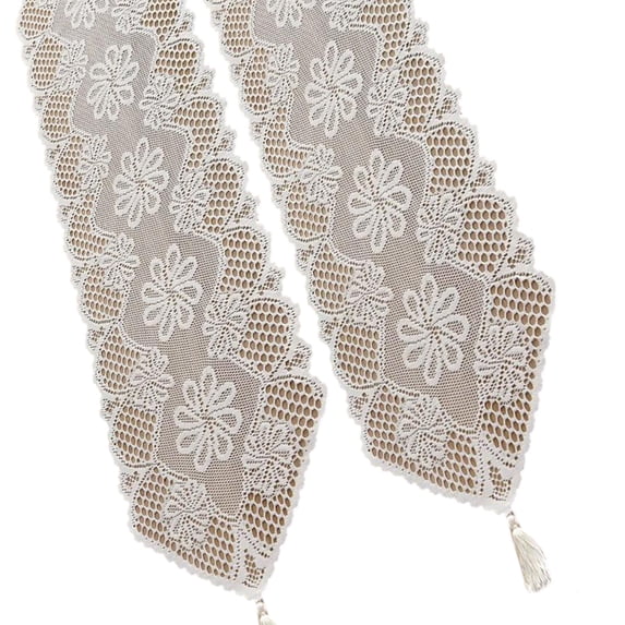 2Pcs White Lace Table Doilies with Handmade Crochet Floral Table Doilies Cover for Coffee and End Table Decoration