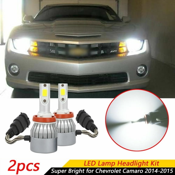 2Pcs White Low Beam LED Headlight Bulbs for Chevrolet Camaro 2014-2015