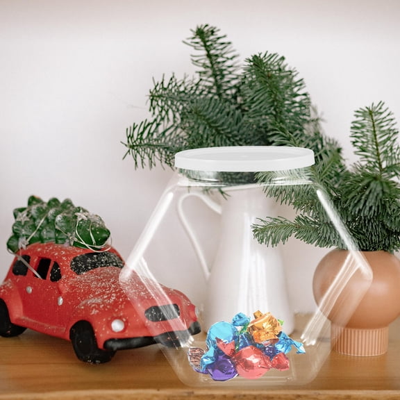 LITINKIMI 2Pcs Small Plastic Candy Jars with Tight Seal for Household Users in Hexagon Shape