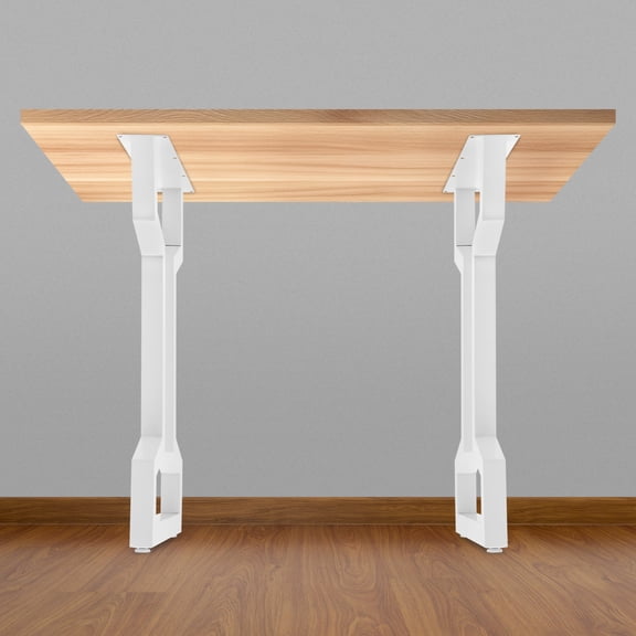 2Pcs White Steel 28.5 Inch Furniture Legs with Pre-Drilled Holes and Adjustable Foot Pads Table Leg Suit