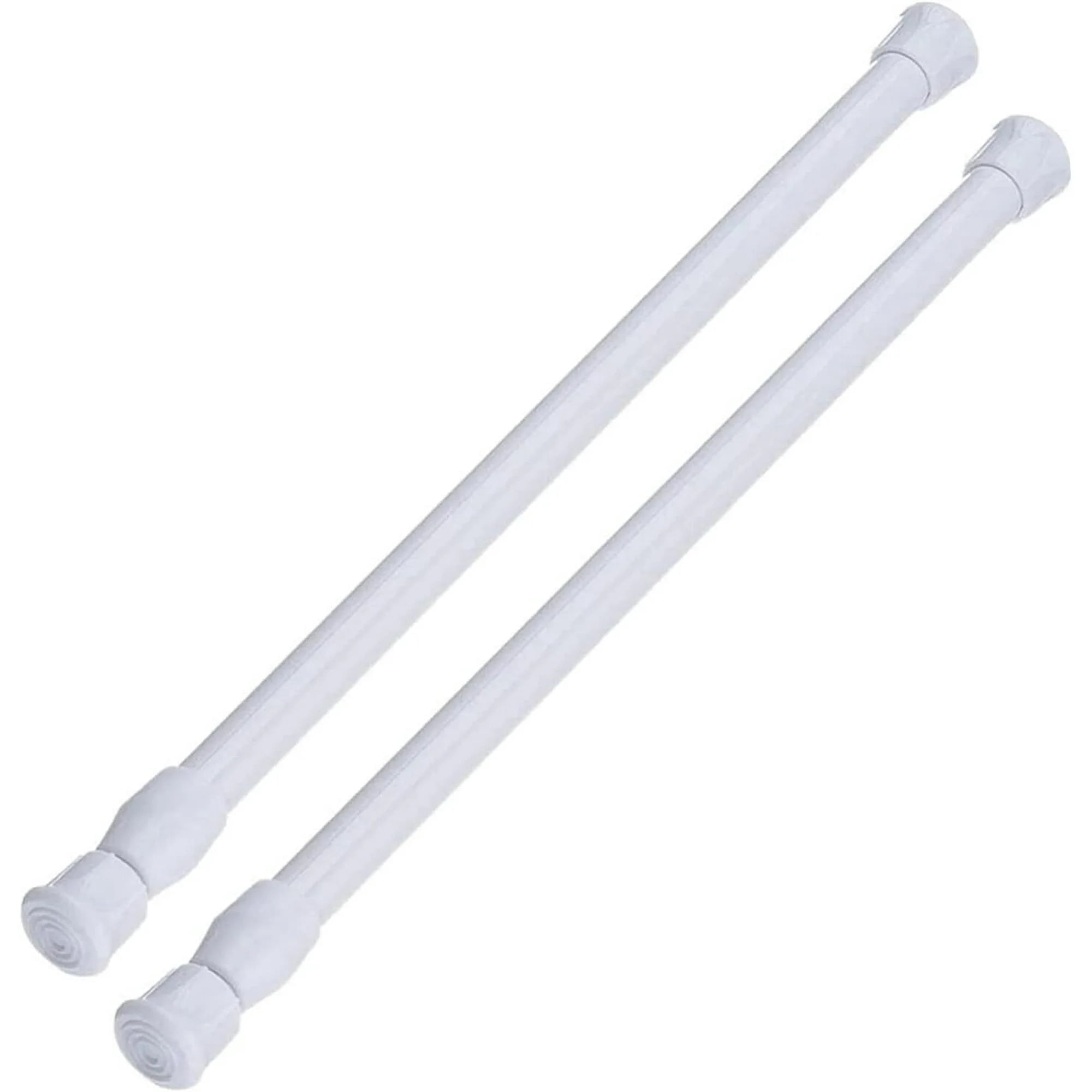 2Pcs White Tension Rod 15.7 to 28 Inch,Adjustable Spring Curtain Rod No ...