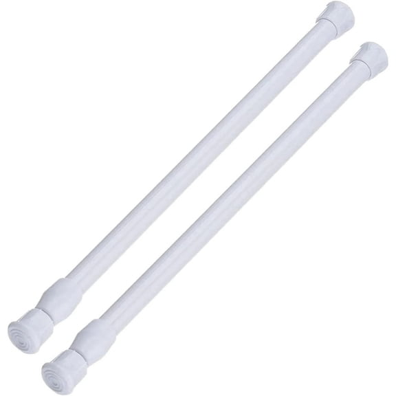 2 Pack Spring Tension Curtain Rod Adjustable 15.7 to 28 Inches, 0.63" Diameter, White