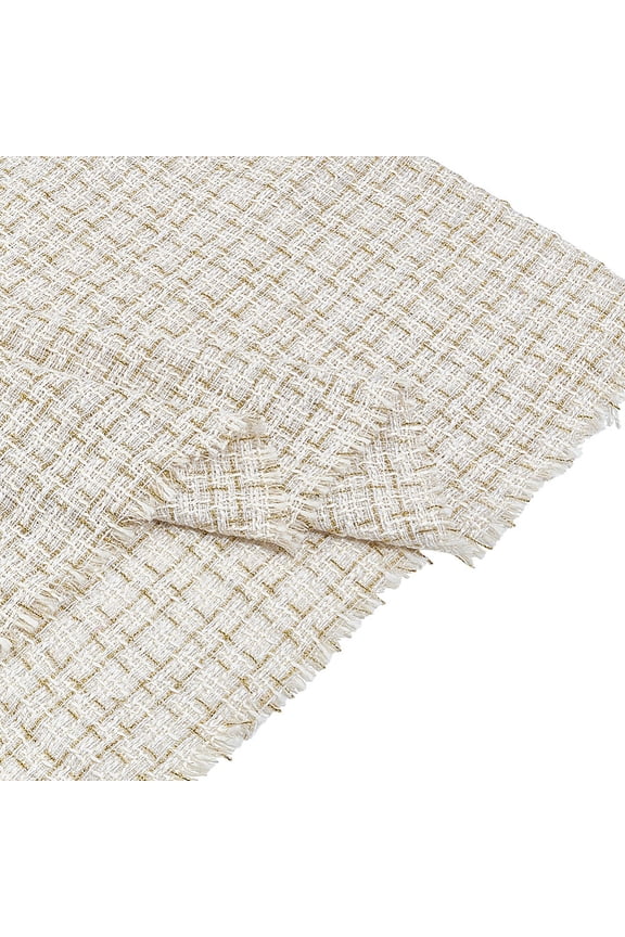 2Pcs White Tweed Fabric Metallic Woven Tweed Fabric 5918inch Craft Bundle Squares Patchwork for DIY Sewing Wedding Bridal Dress Gift Wrapping