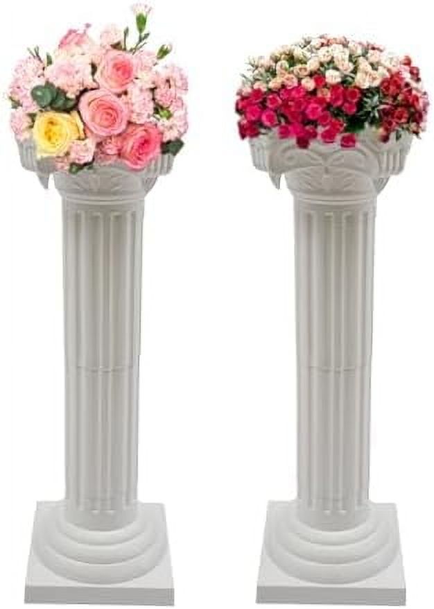 2Pcs White Wedding Roman Column Pillars Decorative Columns Tall Pillars Decoration Party Flower Pot Columns Decor, 34.65*10.43in