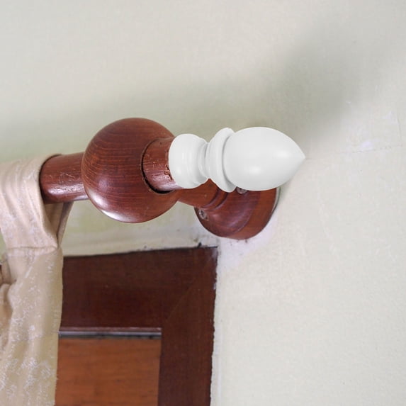 Finials 2Pcs White Wood Curtain Rod Finials Sturdy Decorative Finials for ...