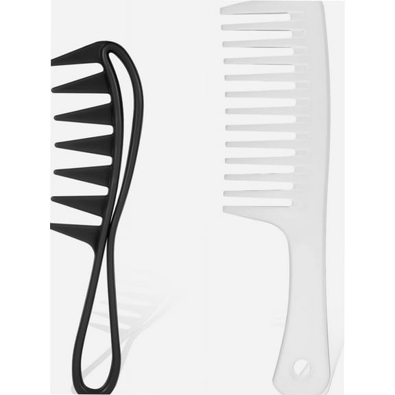 2Pcs Wide Tooth Comb, Large Tooth Combs Teeth CombWide Tooth Curl Comb Hairstyle Tools Wide Tooth Combs for Women Wide Tooth Comb for Wet Hair or Dry Hair (Black, White)