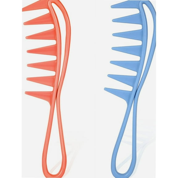 2Pcs Wide Tooth Comb, Large Tooth Combs Wide Tooth Curl Comb Shark Teeth Hairstyle Tool for Curly Wet Wavy Thick HairWigsBarber Salon, Women Men