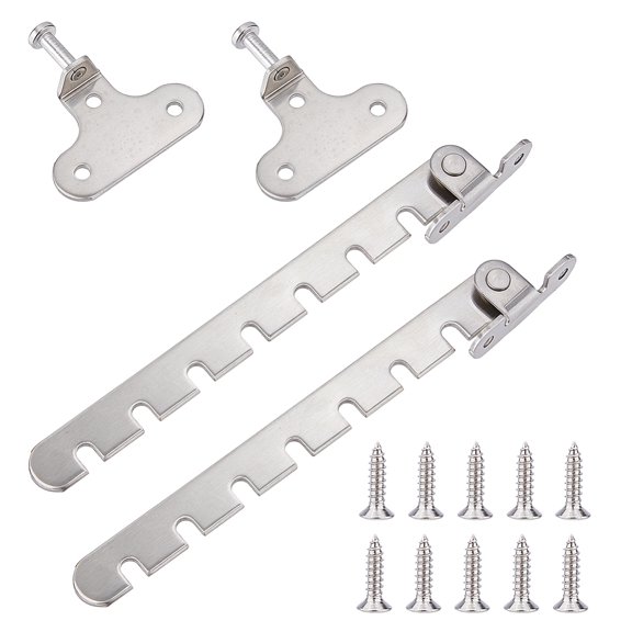 2Pcs Window Restrictor Latch Stainless Steel Security Lock Window Latch 7 Slots Small Hole Limiter Adjustable Safety Locks