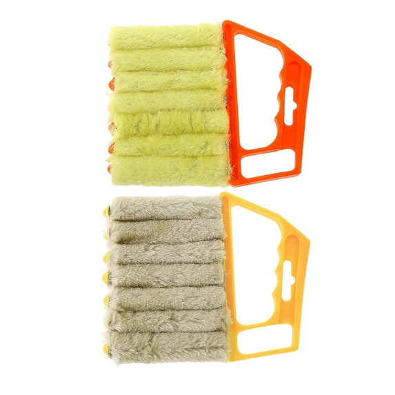2Pcs Window Venetian 7 Finger Dusting Cleaner Tool, Washable Window Blind Duster Brush, Hand-Held Window Shutters Venetian Shades Brush Air Conditioner Duster Dirt Cleaner for Home Office