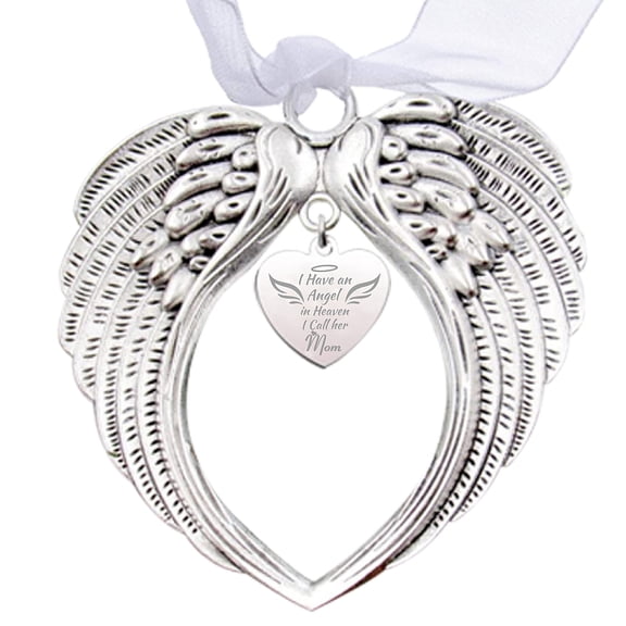 2Pcs Wing Memorial Christmas Ornament Angel Wing Memorial Gifts Heart Tree Hanging Pendants