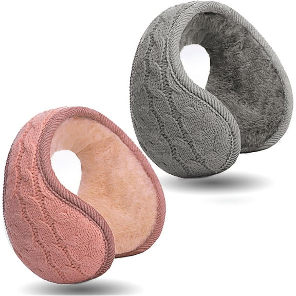 2Pcs Winter Ear Muffs for Men Women Classic Unisex Fleece Ear Warmers for Cold Weather Behind the Head Earmuffs Adjustable