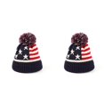 thumbnail image 1 of 2Pcs Winter Thermal Knit Hat for Men Women, Warm Lined Beanie Cap with USA Flag Design and Pom-Pom Top, Cozy Bobble Hat for Cold Weather, Skiing, Hiking and Outdoor Sports, 1 of 3