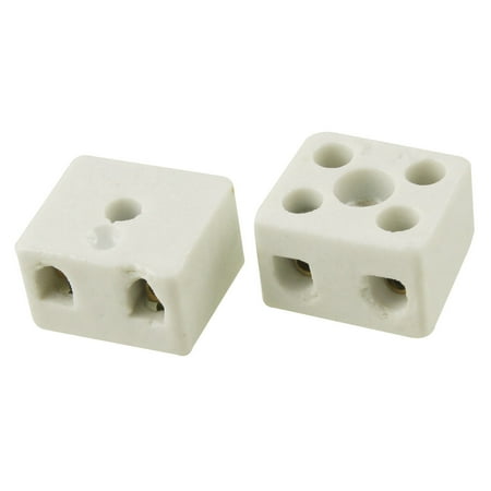 2Pcs Wire Connector 2 Position Dual Row Ceramic Terminal Block 16A