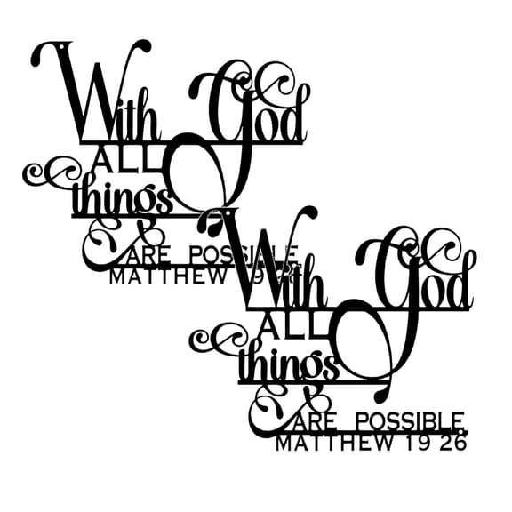2Pcs With God All Things Are Possible Sign Metal Wall Decor Art Black Religious Home Decor Christian Inspirational Word Hanging Signs For Home