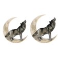 thumbnail image 1 of 2Pcs Wolf Sculpture Wall Decor Artwork Patio, 1 of 10