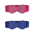 thumbnail image 1 of INSPIRE CHIC 2Pcs Women 8-Shaped Interlock Buckle Waistband Stretchy Elastic Belts, 1 of 7