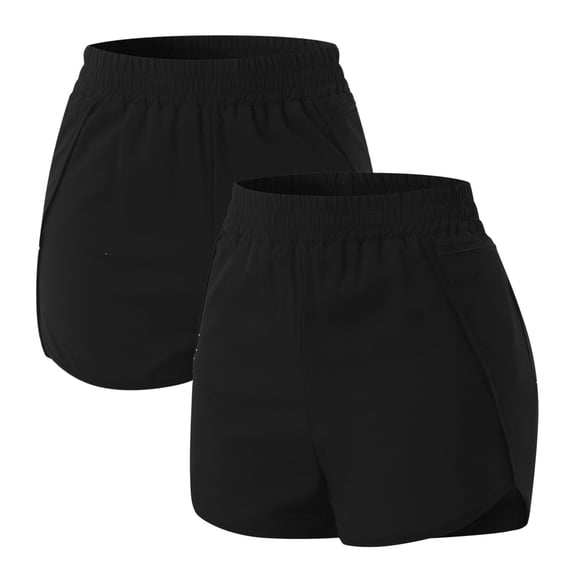 2Pcs Women Athletic Shorts Summer Solid Color Running Workout Elastic Waist Wide Leg Shorts Pants With Pocket Ladies Clothes