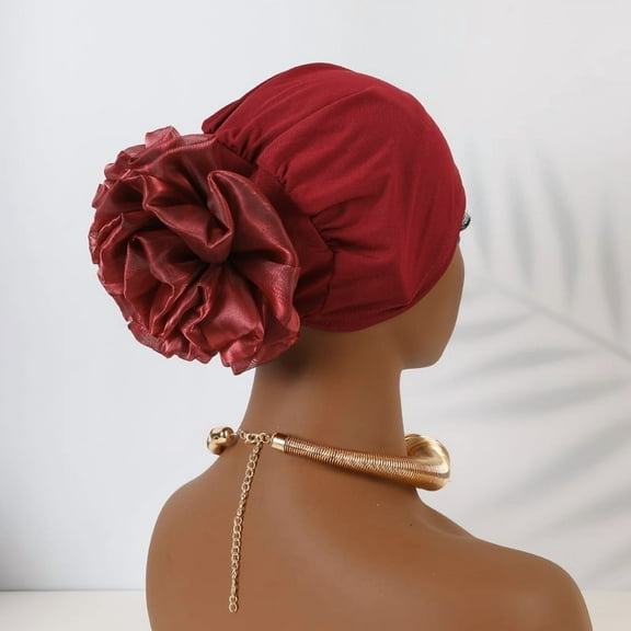 2Pcs Women Flower Elastic Turban Beanie Head Scarf wrap Chemo Cap hat for Cancer Patient