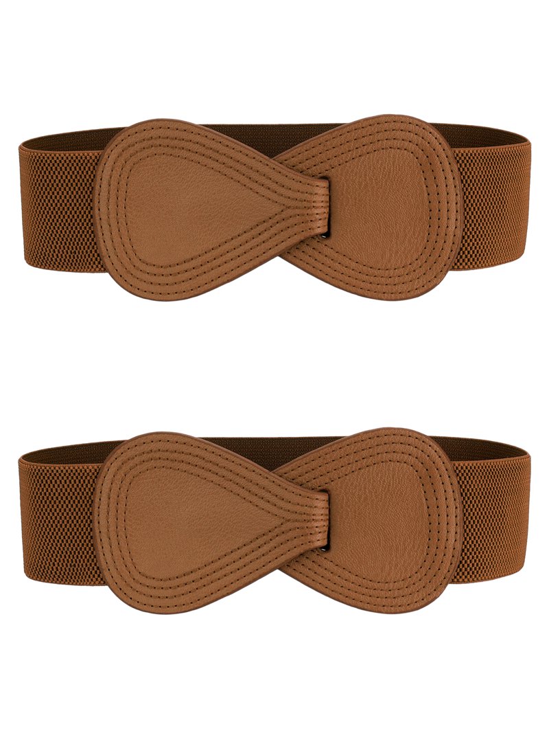 New Wide Belt Vegan Leather Straps and Elastic Vintage-Women-Faux-Leather-  main image 2