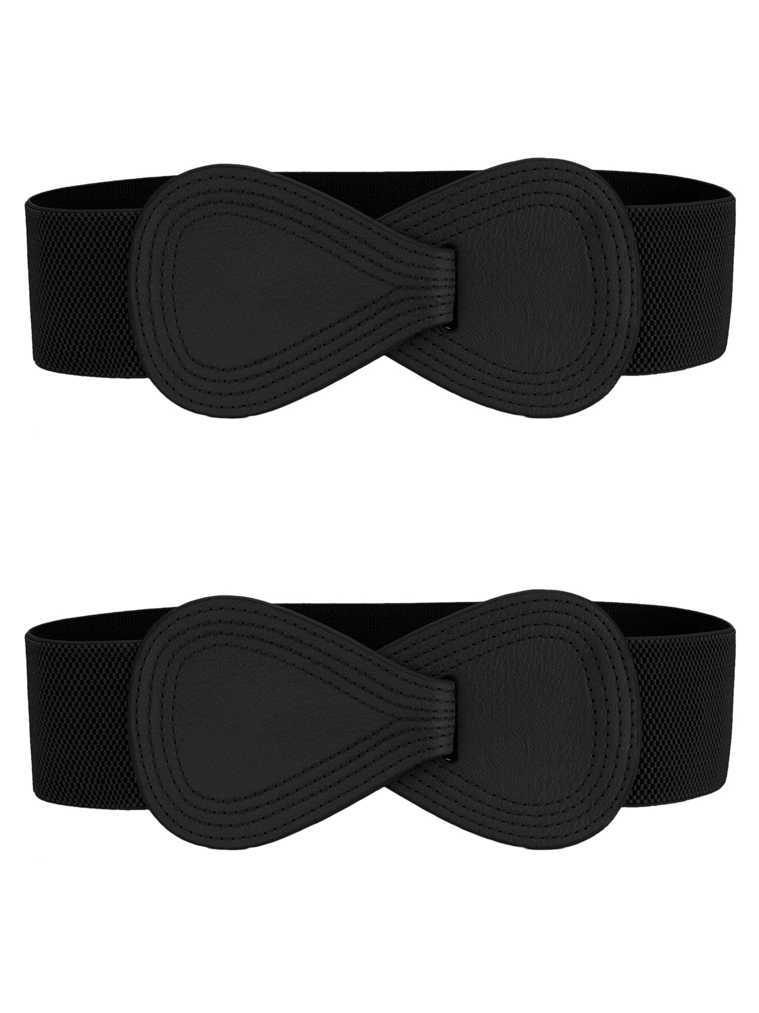 INSPIRE CHIC 2Pcs Interlock 8-shaped Buckle Elastic Faux  display picture 1