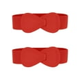 thumbnail image 1 of INSPIRE CHIC 2Pcs Interlock 8-shaped Buckle Elastic Faux Leather Stretch Waist Belt for Lady 27x2.36"(LxW) Red, 1 of 7