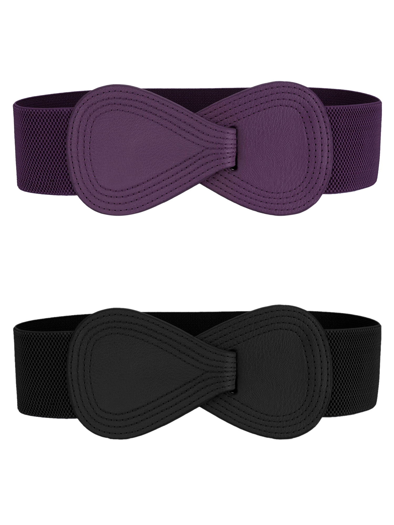 INSPIRE CHIC 2Pcs Women Interlock 8-shaped Faux Leather  display picture 2