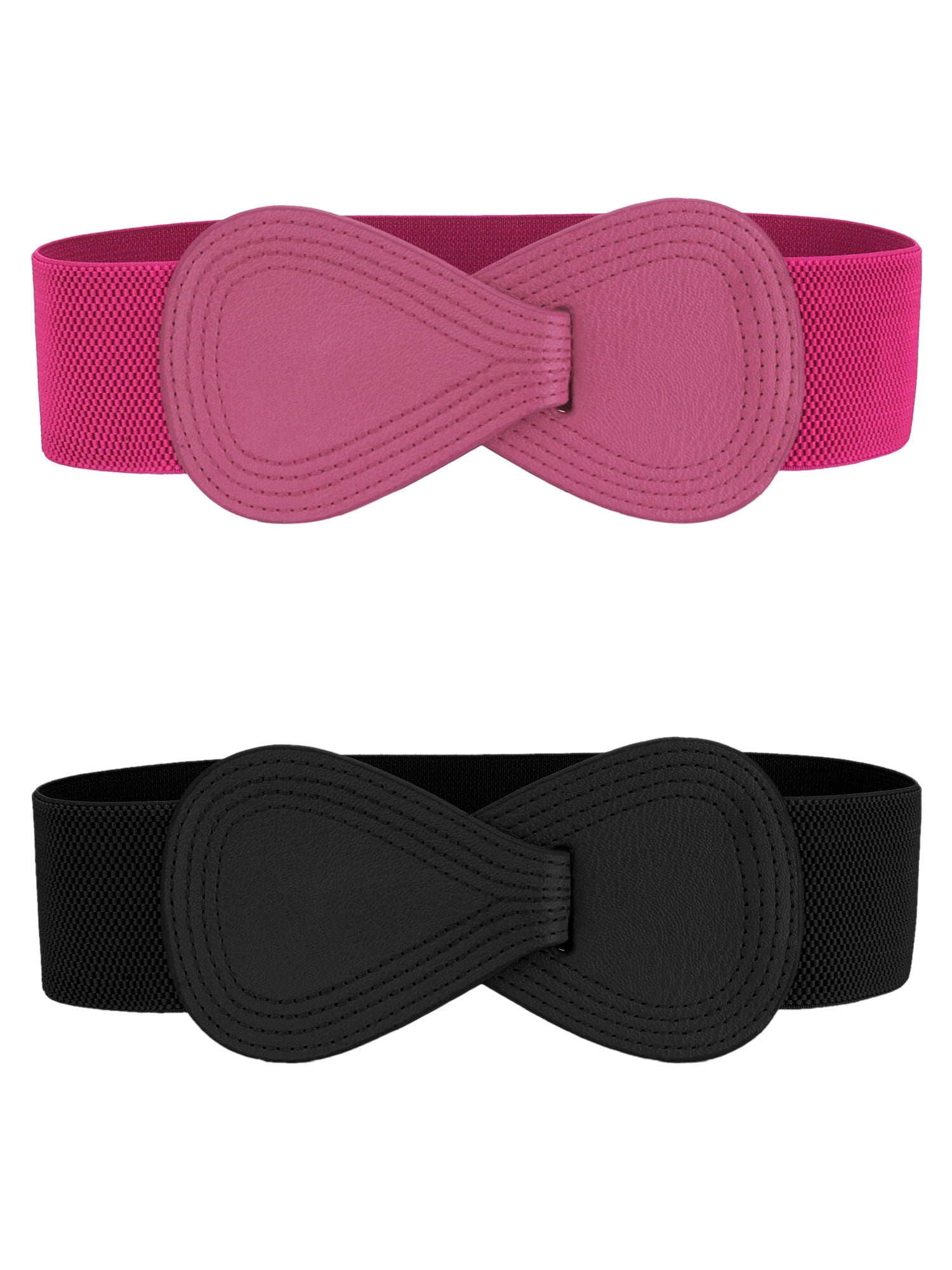 INSPIRE CHIC 2Pcs Women Interlock 8-shaped Faux Leather  display picture 1
