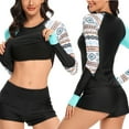 thumbnail image 1 of Women Print Surfing Swimsuits Long Sleeve Swimsuit Two Piece Bikini Set Swimwear Female Bathing Suit Biquini for Swimming, Hiking, Surfing, 1 of 7