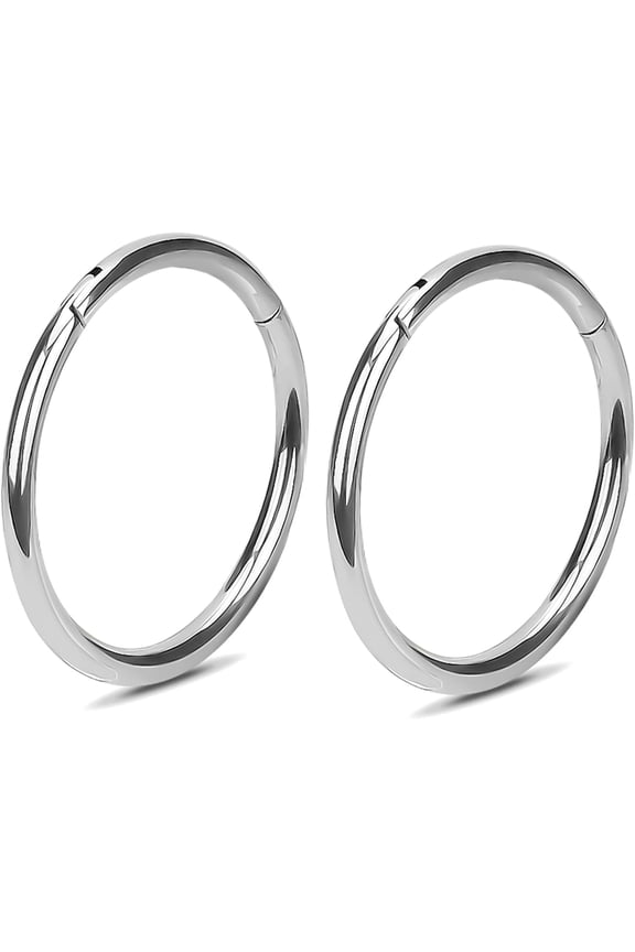 2Pcs Women Men Titanium Nose Rings Hoops 20G 18G 16G Hinged Nose Clicker for Nostril Septum Cartilage Helix Tragus Conch Lip Ear Lobe Piercings Diameter 6/7/8/9/10/12mm Sliver-Gold-Black-Rose Gold