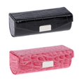 thumbnail image 1 of 2Pcs Women PU Leather Single Lipstick Case with Mirror Lipstick Holder for Purse Black and Rose Red, 1 of 8