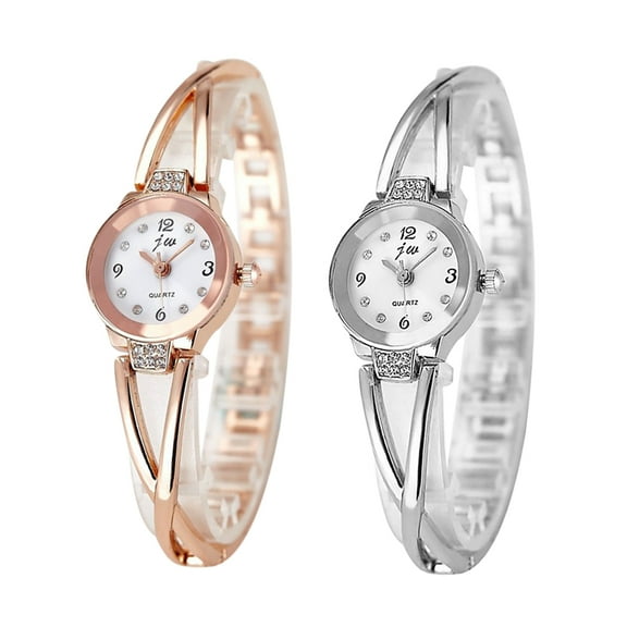 2Pcs Women Simple Classic Bangle Watch, Alloy Round Dial Watches, Waterproof Elegant Bracelet Watches for Women