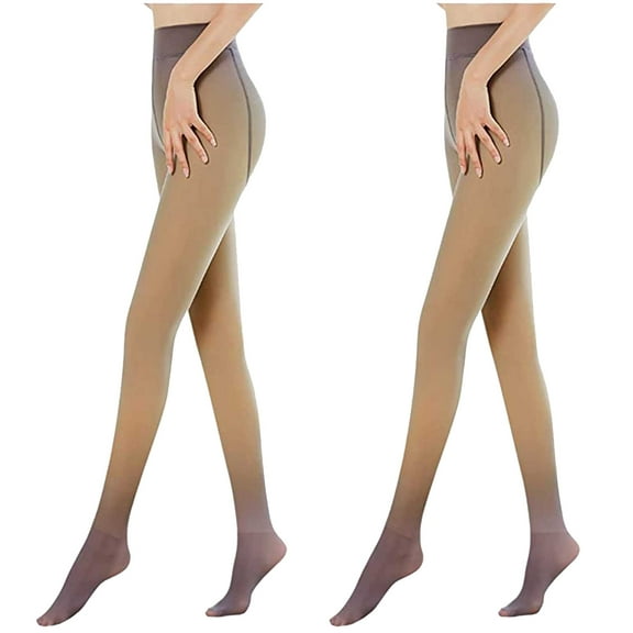 2Pcs Women Warm Pantyhose Leggings Fake Translucent Fleece Winter Tights Elastic Pants Fleece Lined Thick Hosiery