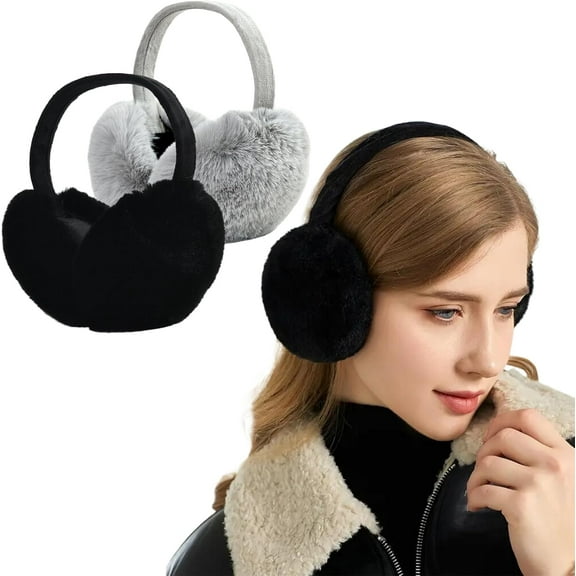 2Pcs Women Winter Ear Muffs Warm faux fur Earmuffs Foldable Ear Warmer Ladies Ear Covers