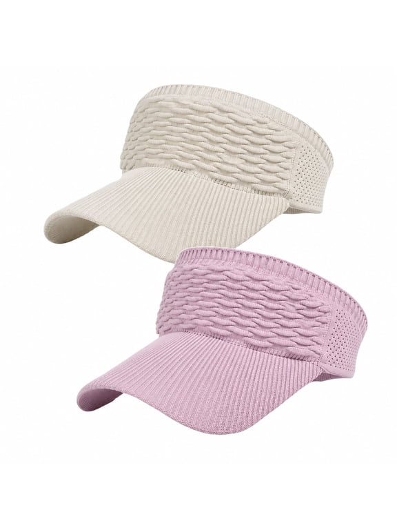 2Pcs Women's High Ponytail Sun Visor Hat, Open-Top Breathable UV Protection Sports Cap for Ponytails, Ideal for Running, Hiking and Outdoor Activities