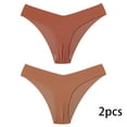 thumbnail image 1 of 2Pcs Womens Underwear Briefs Bikini Cotton Low Waist Briefs Pure Underwear Seamless Ice Silk Underwear S-XL, 1 of 9