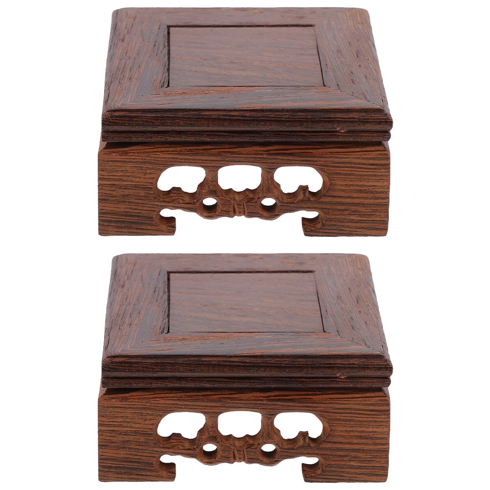 2Pcs Wood Base Display Stand Teapot Base Wood Bonsai Pedestal Wooden
