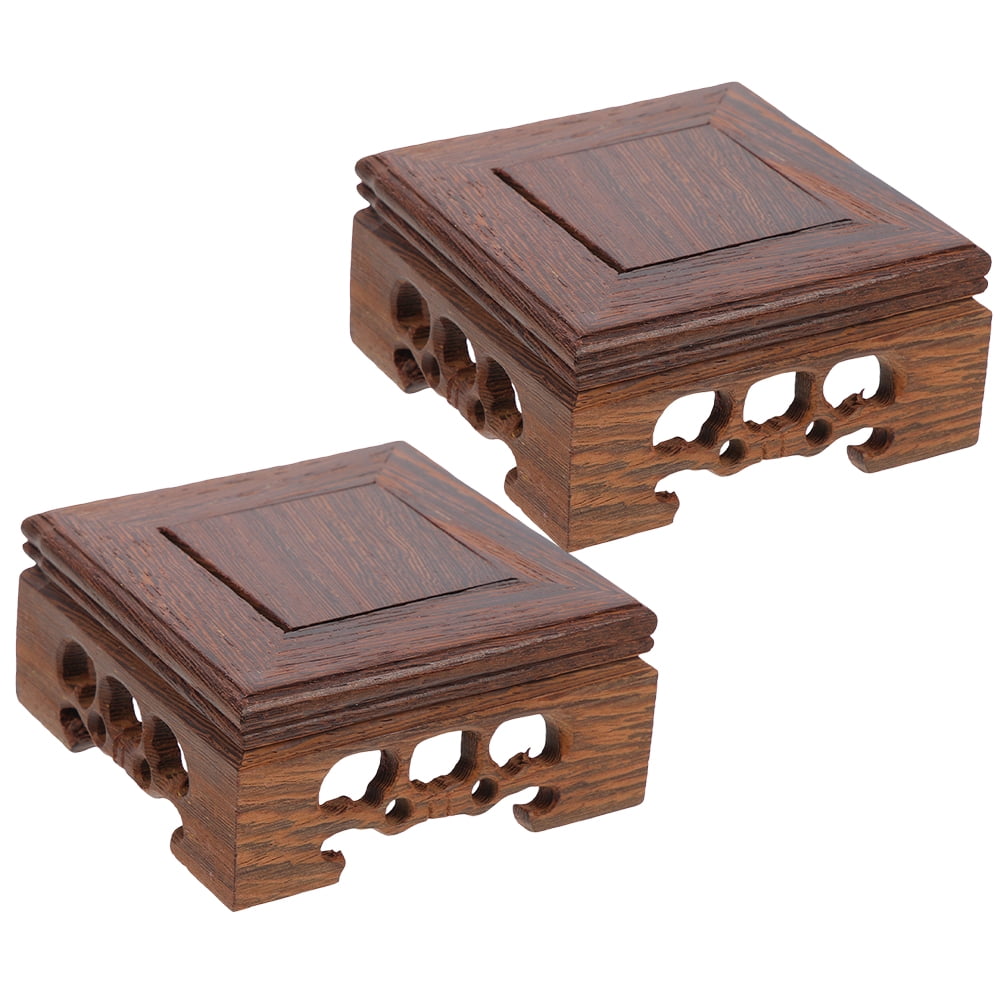 2Pcs Wood Base Display Stand Teapot Base Wood Bonsai Pedestal Wooden