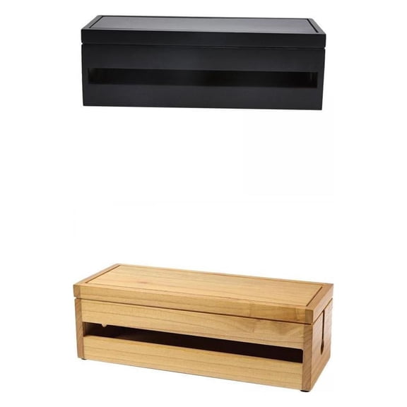 2Pcs Wood Cable Management Case Tidy for Desk TV USB Hub