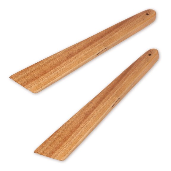 2Pcs Wood Flipper Egg Scraper Non Stick Heat Resistant Wood Flat Scraper Spatula Versatile Smooth Handle Flat Wooden Turner for Turning Flipping Serving Scraping