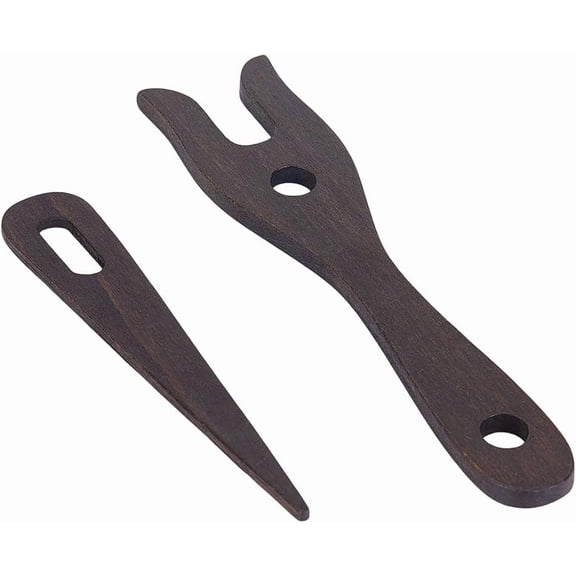2Pcs Wood Knitting Fork with Wooden Big Eye Needle Set Brown Y-Shaped Weaving Tool Braider Weaving Kit for Yarn Crafting Finger Weaving DIY Projects and Handmade Accessories