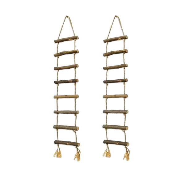 2Pcs Wood Ladder Hanging Ornament Decorative Twine Rope Ladder for Bookshelf