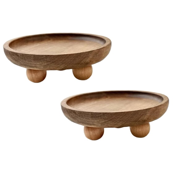 2Pcs Wood Riser for Display,Small Wooden PedestalWood Riser for Kitchen Counter,Stand Tray for Candles Plants Bottles Mini Vases Soap Dispenser,Decorative Tray for Farmhouse Table Decor,6.49"(C)
