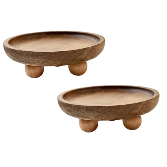2Pcs Wood Riser for Display,Small Wooden PedestalWood Riser for Kitchen Counter,Stand Tray for Candles Plants Bottles Mini Vases Soap Dispenser,Decorative Tray for Farmhouse Table Decor,6.49"(C)