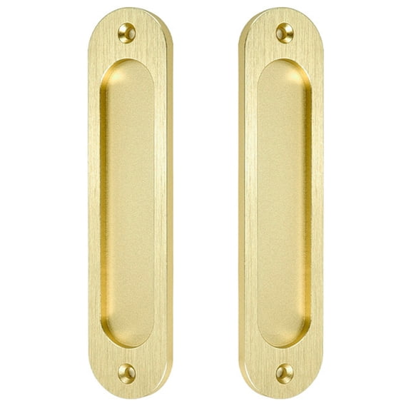 2Pcs Wooden Door Push Pull Handles Flat Round Cabinet Embedded Handle Zincs Alloy Door Hardware for Sliding Doors