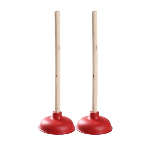 2Pcs Wooden Handle Plunger for Toilets and Sinks Strong Suction Pump Clog Blockages Unblocker Tool for Home Maintenance