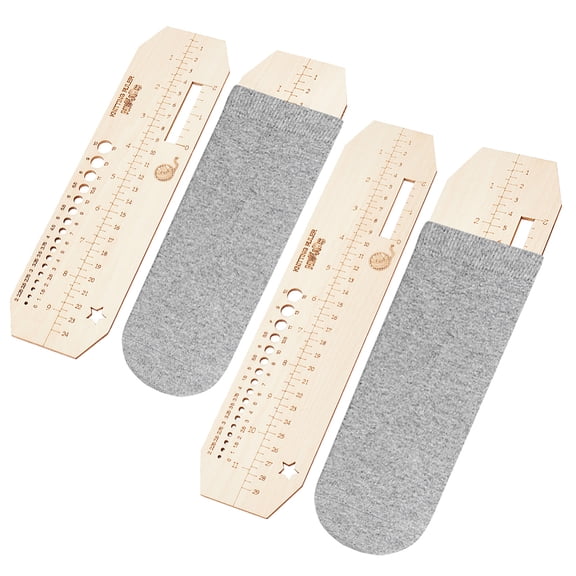 2Pcs Wooden Knitting Measuring Ruler Knitting Needle Gauge White 250-305x70x3mm